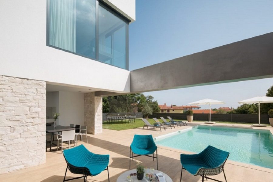 Terrace furniture by the pool